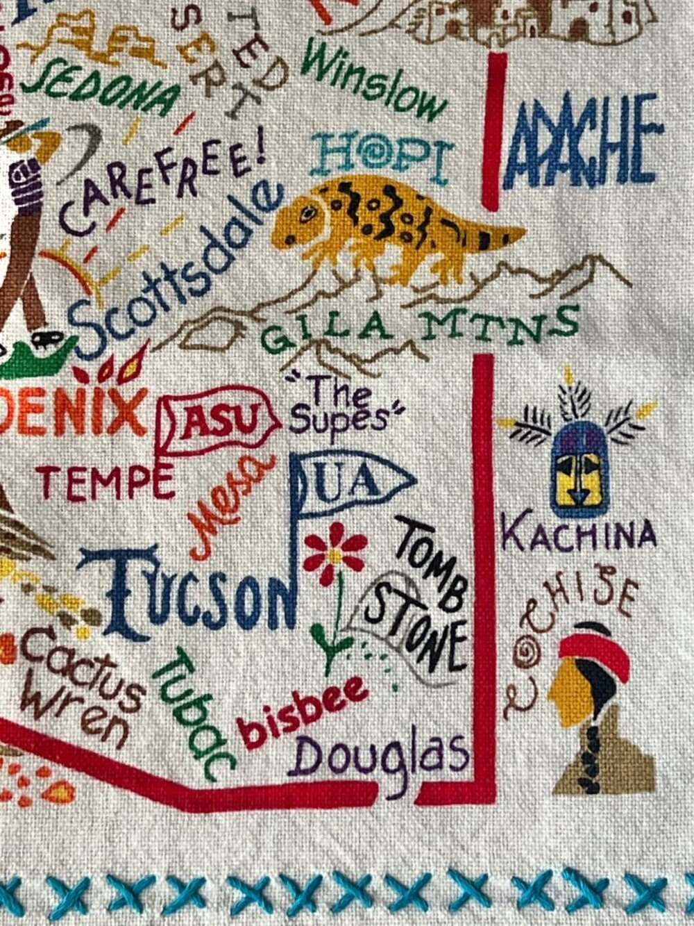 Catstudio Arizona Dish Towels Set of 2 Cotton AZ Map Design 29x21 New Gift - Picture 12 of 16